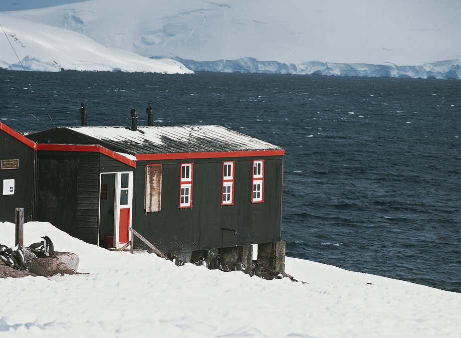 Stara brytyjska baza wojskowa została przerobiona na Muzeum Wyspy Goudier, Półwysep Antarktyczny, Antarktyda