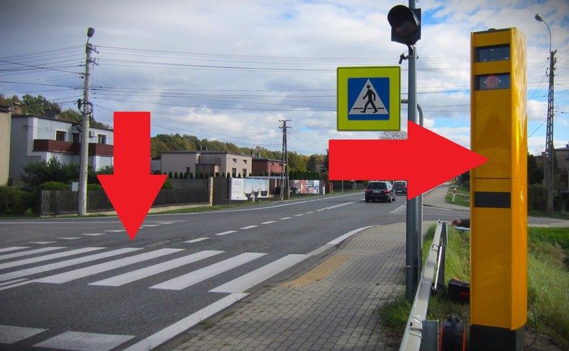 Nowy fotoradar Multaradar CD ustawiony w woj. śląskim przy drodze krajowej DK44 w Mikołowie