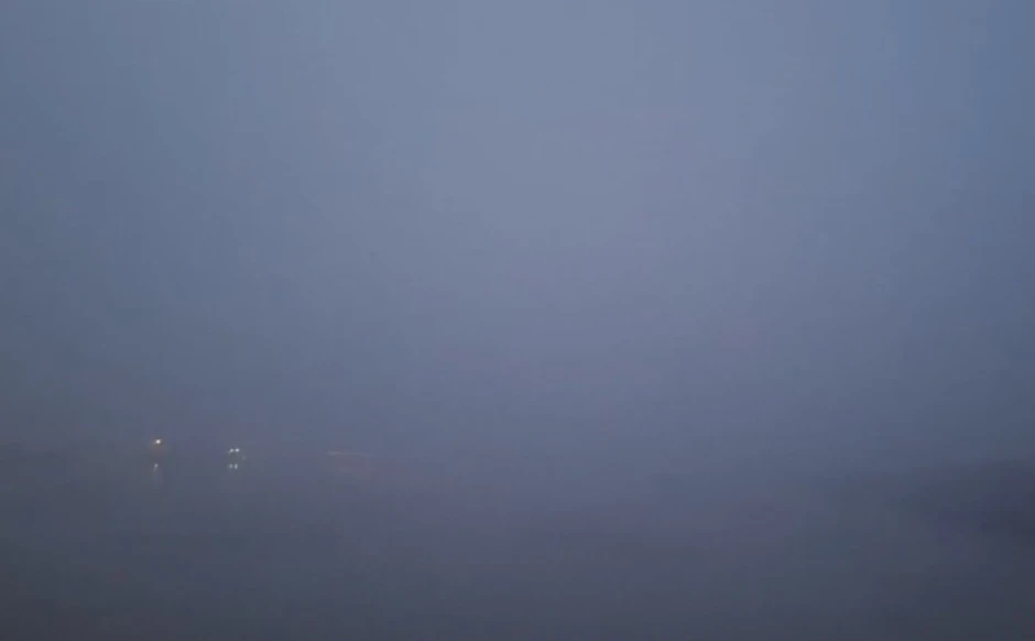 Magla u Beogradu, pogled sa Pančevačkog mosta