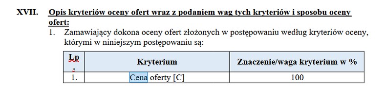 Wymagania z dokumentacji z wojskowego przetargu.