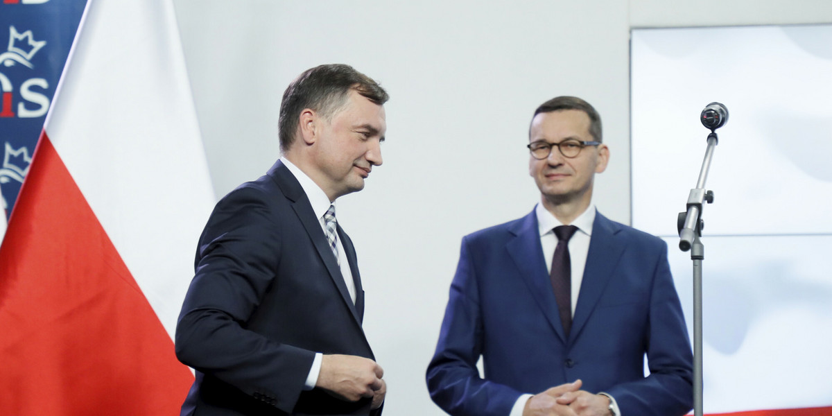 Minister sprawiedliwości Zbigniew Ziobro i premier Mateusz Morawiecki
