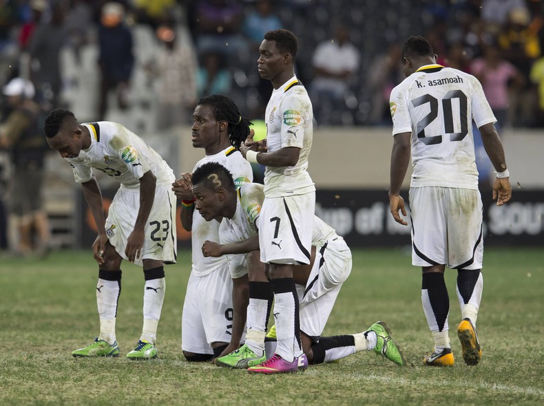 Asamoah Gyan and Ghana suffered penalry heartbreak in three separate tournaments