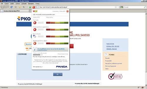 Klientom banku, którzy mieli zainstalowaną wtyczkę Panda WOT, pokazał się komunikat z ostrzeżeniem.