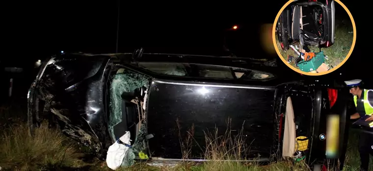 Kierowca BMW przeskoczył rondo. Problemy zaczęły się, gdy podeszli policjanci