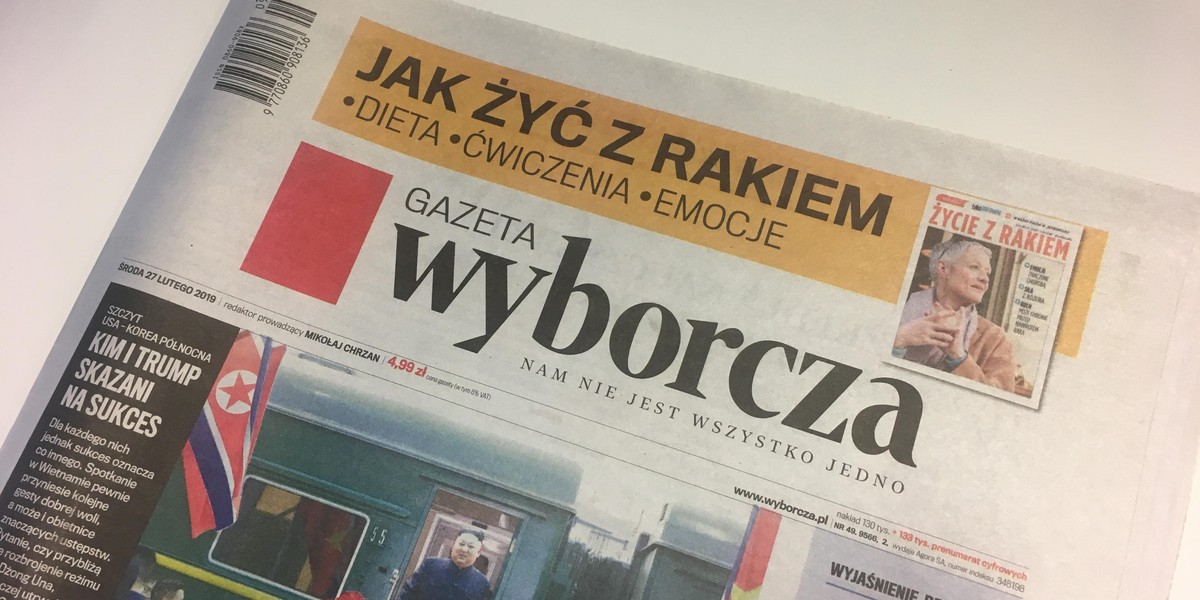 "Gazeta Wyborcza" na koniec 2018 roku miała ponad 170 tys. prenumerat cyfrowych