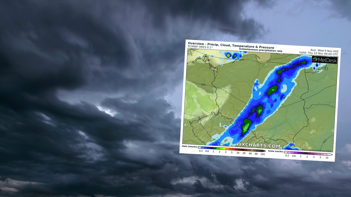 Pogoda na dziś, 9 listopada. Deszczowy front rozpocznie marsz przez Polskę