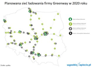 Mapa ładowarek samochodów elektrycznych w Polsce