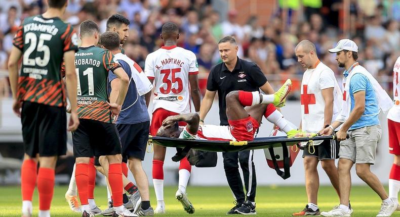 Victor Moses sustained an injury in Spartak Moscow's Russian league match against Ural on Saturday