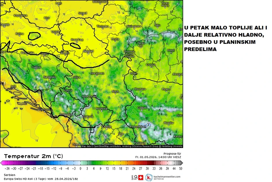 Posle hladnog jutra u petak će biti malo toplije, ali temperature ostaju ispod proseka