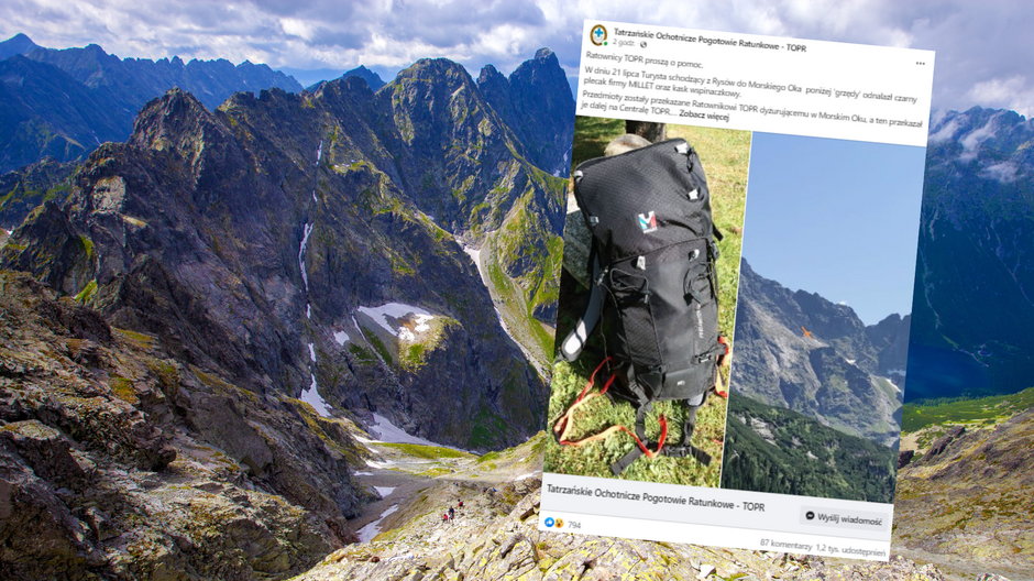 Turysta znalazł plecak i kask w Tatrach