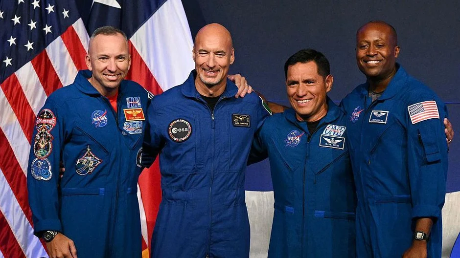Astronaut komandir NASA Rendi Bresnik, astronaut pilot Evropske svemirske agencije (ESA), astronaut pilot Luka Parmitano, astronaut specijalista misije NASA Frenk Rubio i astronaut specijalista misije NASA Andre Daglas | Foto: AFP via Getty Images