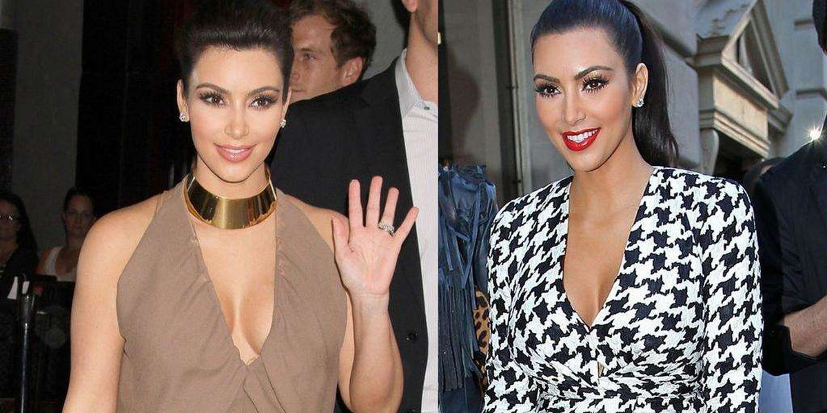 Kim Kardashian - beż vs. pepitka