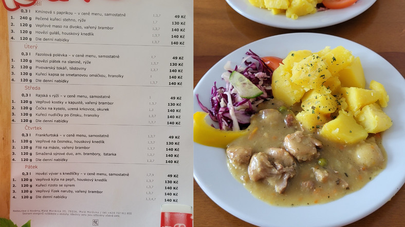 Ceny posiłków na stoku w Czechach 