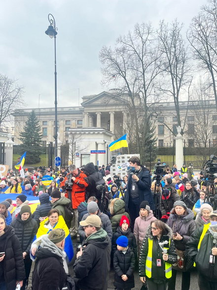 Protest przed rosyjską ambasadą w Warszawie
