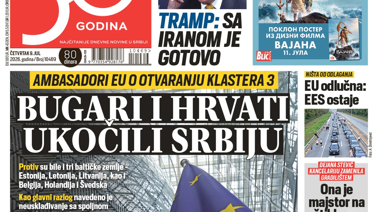 Blic naslovna strana za 9.7