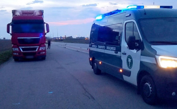 Litewska ciężarówka bez koła zatrzymana przez patrol ITD
