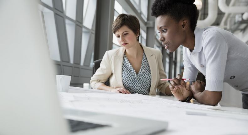 two women working