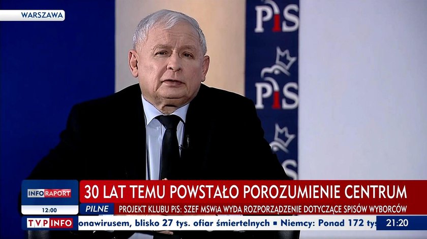 Kaczyński "odpłynął" w TVP Info