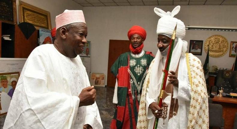 Governor Abdullahi Ganduje of Kano State and Emir Sanusi aren't the best of friends at the moment (Hallmark News)
