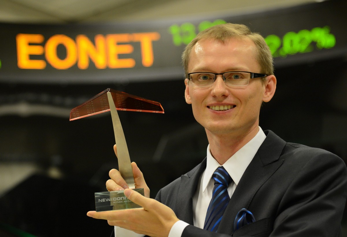 Prezes zarządu Stefan Batory podczas debiutu eo Networks SA na rynku NewConnect warszawskiej Giełdy Papierów Wartościowych.