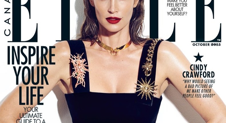 Cindy Crawford covers Elle Canada October 2015 issue