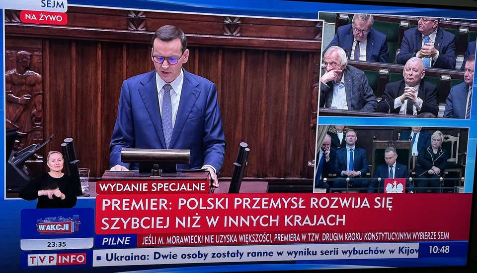 Tak TVP Info i TVN24 pokazywały exposé Mateusza Morawieckiego 