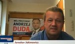 Jakimowicz pokazał kuchnię w TVP Info, a tam wielki banner Dudy!