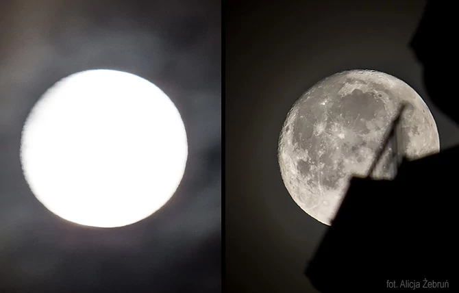 Księżyc w pełni trzeba fotografować ustawiając krótki czas naświetlania.