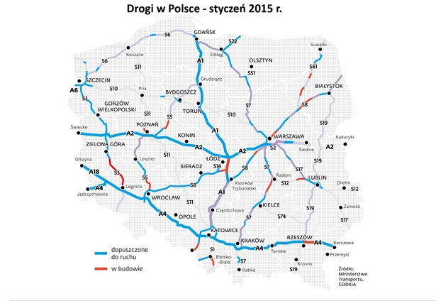 Drogi w Polsce - mapa