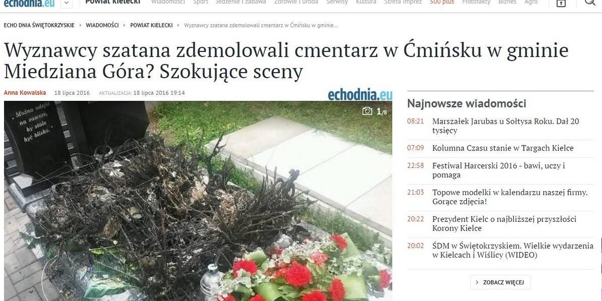 Sataniści zdemolowali cmentarz? "Wszystko podpalili i odprawiali tańce"