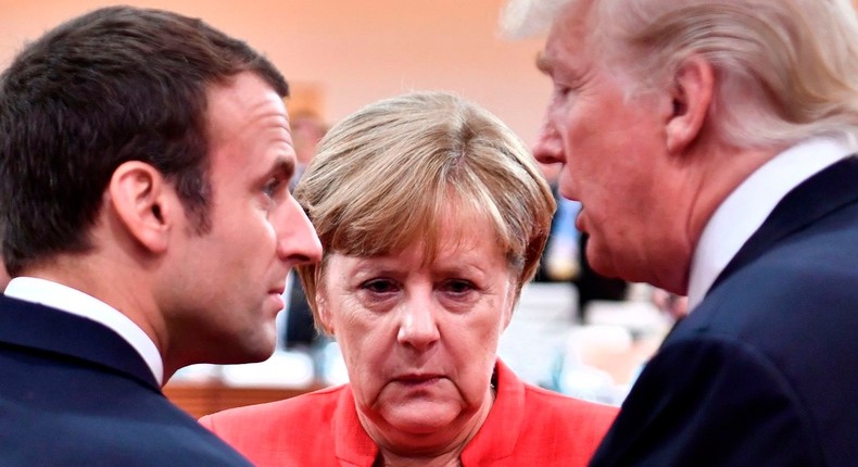 Macron, Merkel, Trump