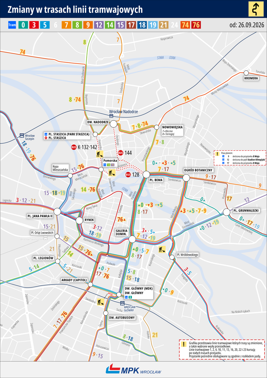Zmiany w komunikacji tramwajowej od 26 września