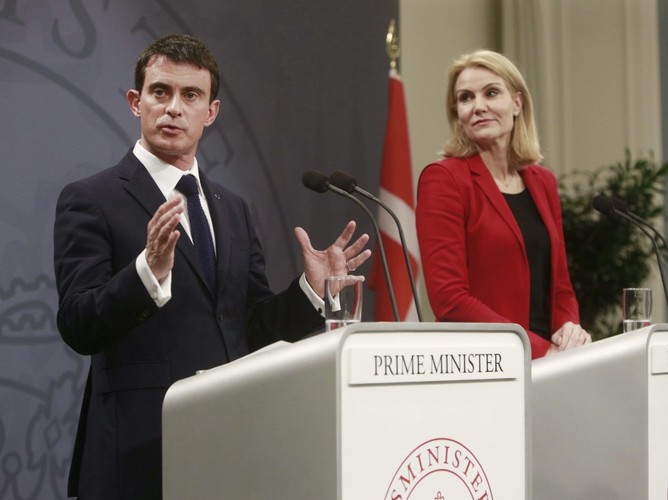 Premier Danii Helle Thorning-Schmidt i premier Francji Manuel Valls
