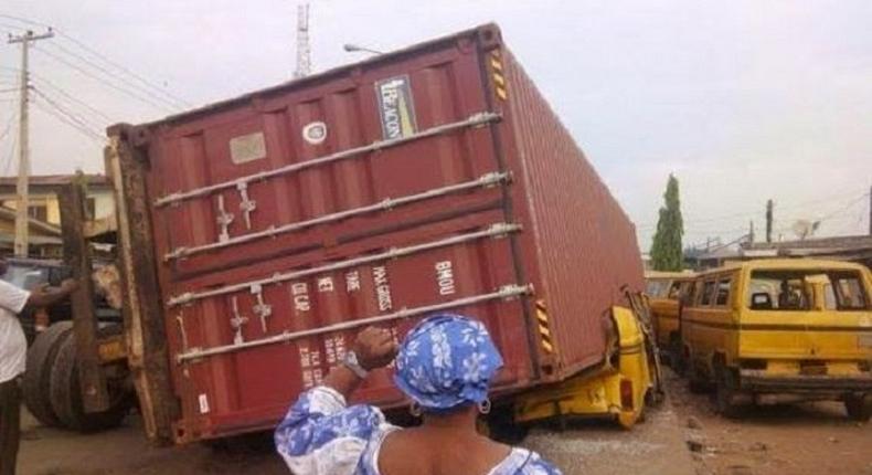 A container accident in Lagos