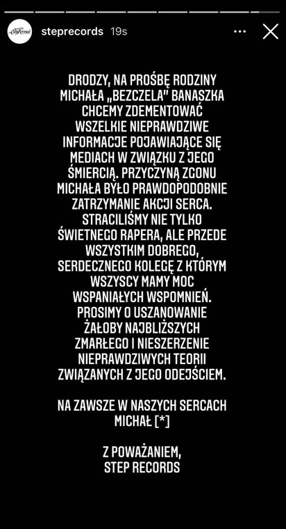 Ujawniono przyczynę śmierci Bezczela