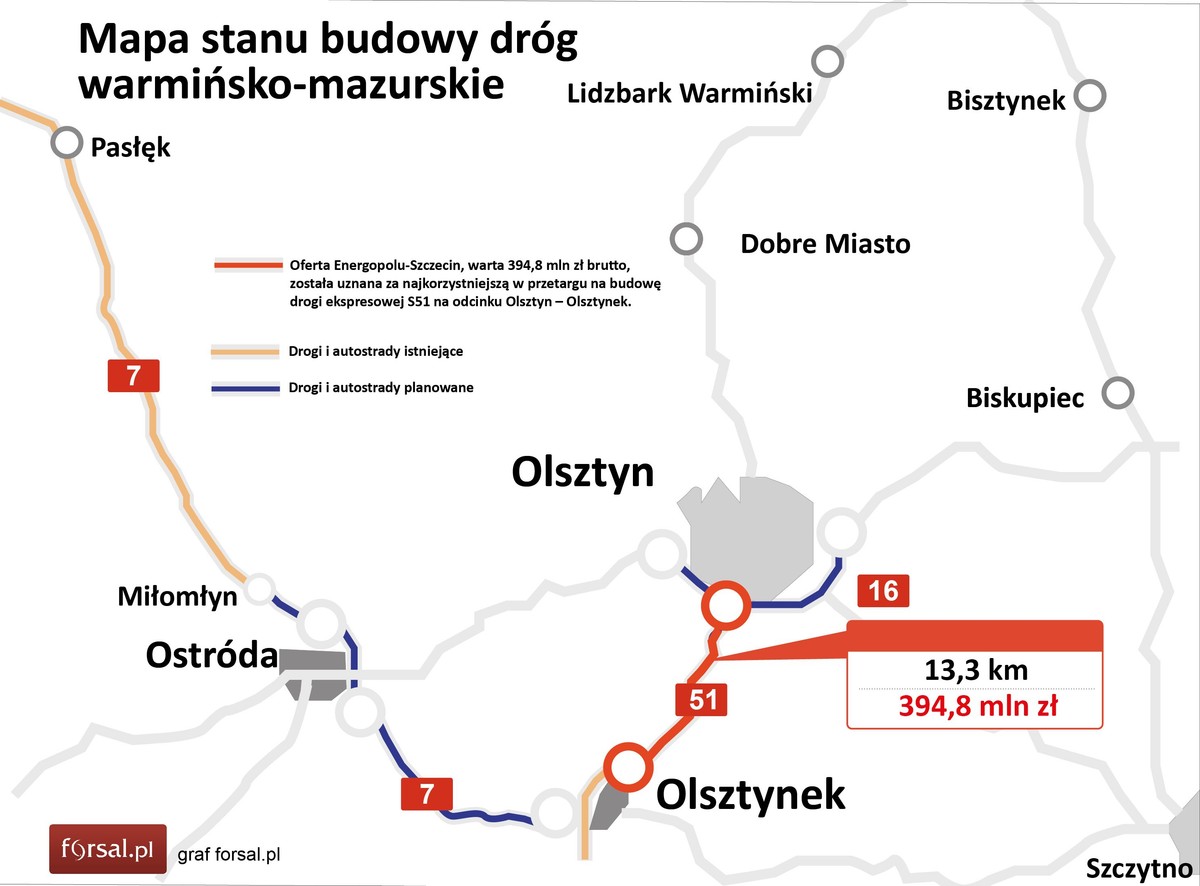 Najlepsza oferta na odcinek S51 - Olsztyn Olsztynek