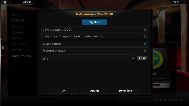 XBMC – określanie zawartości wideo, seriale TV – ustawienia