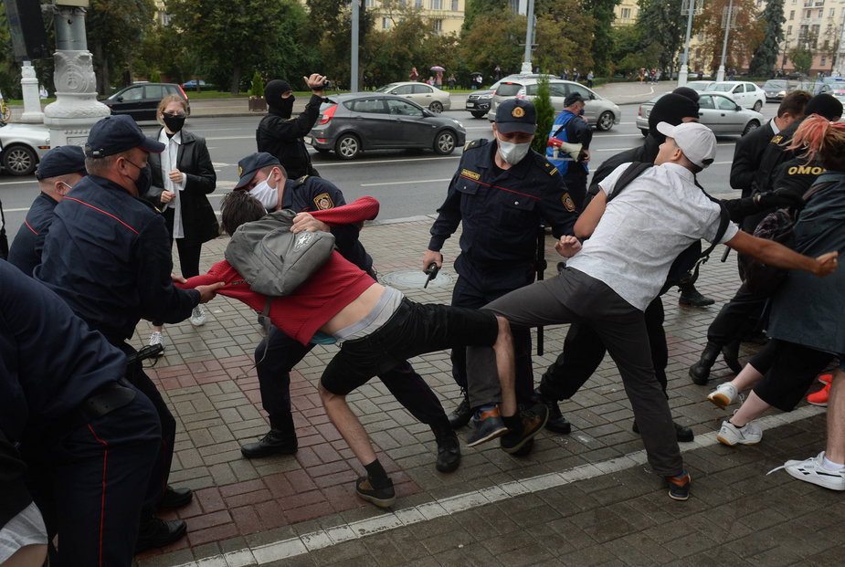 Zatrzymania demonstrantów w Białorusi