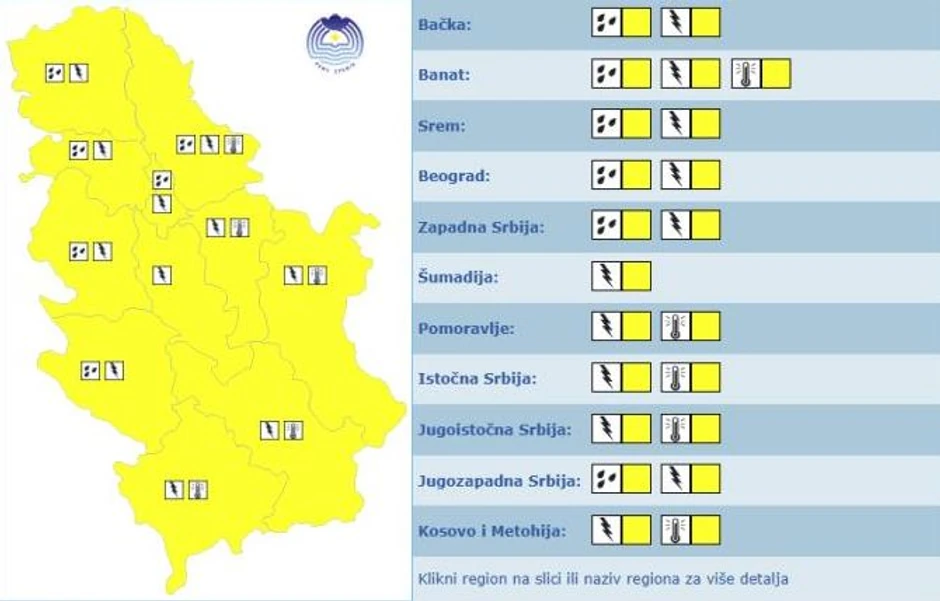 Žuti meteo alarm zbog kiše