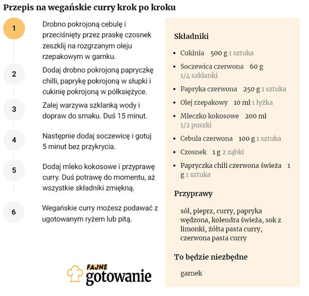 Przepis na wegańskie curry