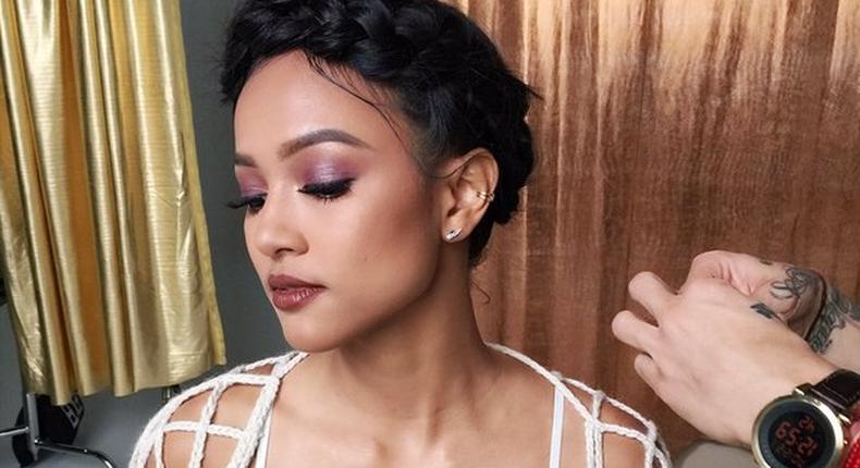 Karreuche Tran tries out products from her Kaepop beauty line