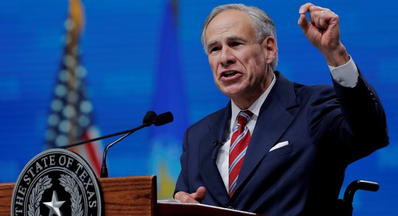 Texas Gov. Greg Abbott speaking at speaks at the annual National Rifle Association (NRA) convention in May 2018.
