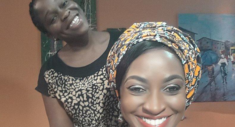 Kate Henshaw and Serah Donald on set of upcoming TV series 