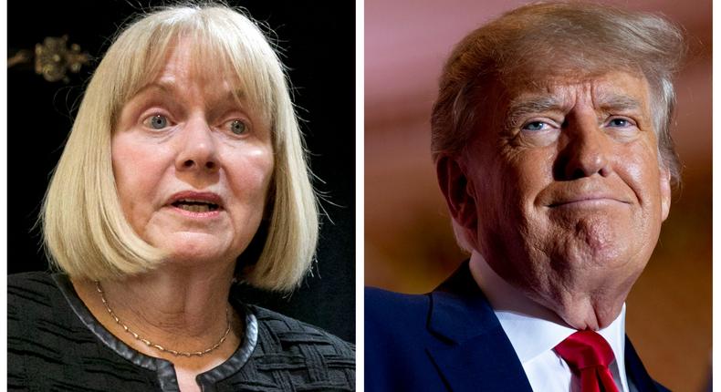 Retired federal judge Barbara Jones, left, is the court-appointed special monitor for the real-estate company owned by Donald Trump, right.Richard Drew/AP, left; Andrew Harnik/AP, right.