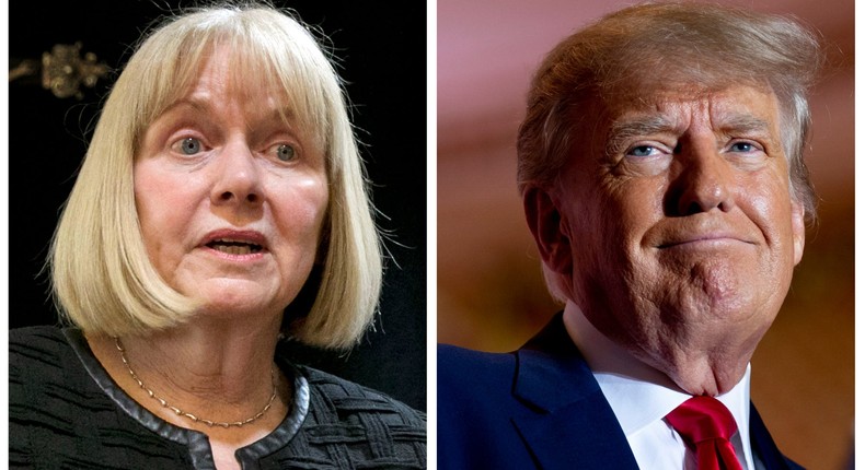 Retired federal judge Barbara Jones, left, is the court-appointed special monitor for the real-estate company owned by Donald Trump, right.Richard Drew/AP, left; Andrew Harnik/AP, right.