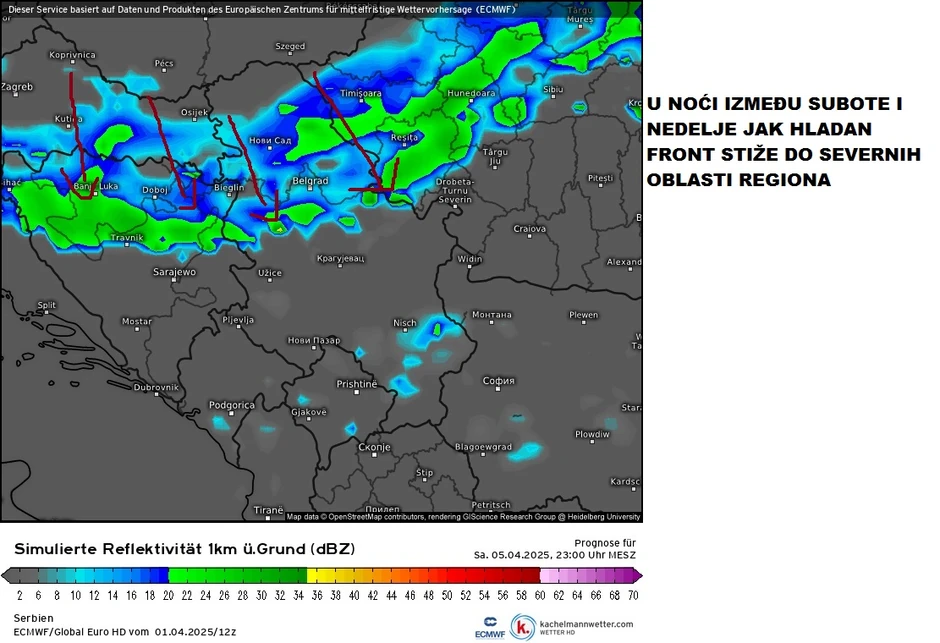 Hladan vazduh stiže u toku noći između subote i nedelje
