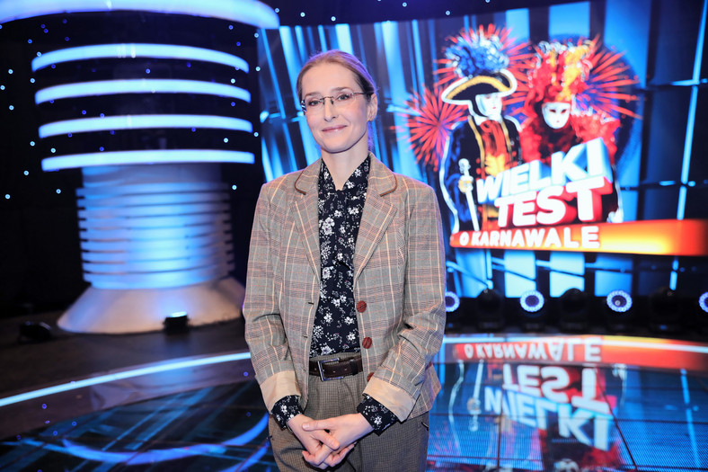 Agnieszka Sitek przed nagraniem programu "Wielki Test. Karnawał" (2020)