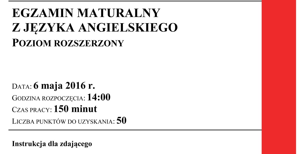 Matura 2016. Język angielski poziom rozszerzony