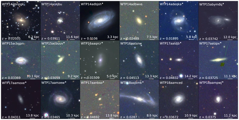 18 galaktyk, w których wykryto TDE