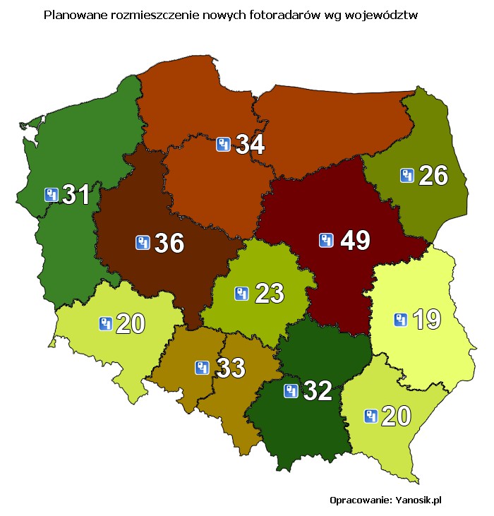 Mapa fotoradarów